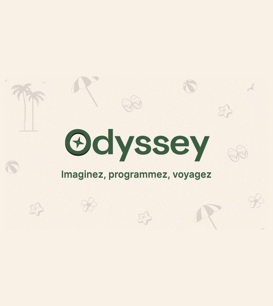 Odyssey — the product wordmark and its tagline, “Imaginez, programmez, voyagez”
